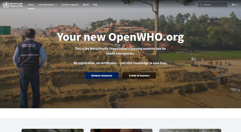 OpenWHO screenshot