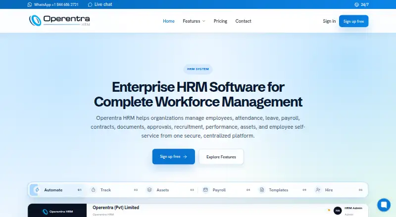Operentra HRM screenshot