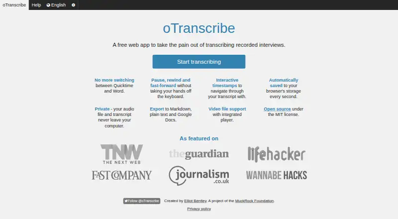 oTranscribe screenshot