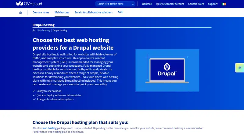 OVHcloud Drupal Hosting screenshot