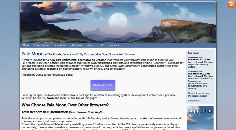 Pale Moon screenshot