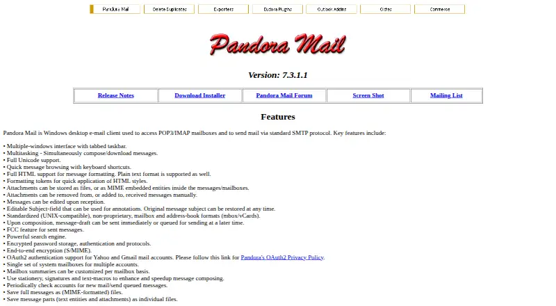 Pandora Mail screenshot