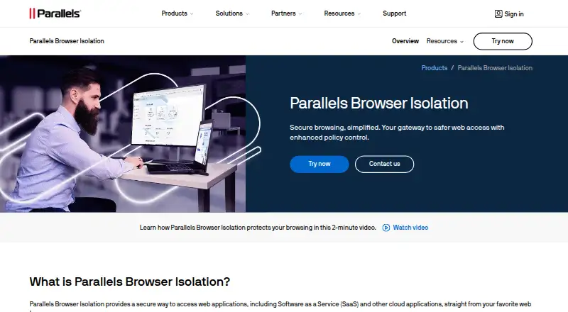 Parallels Browser Isolation screenshot