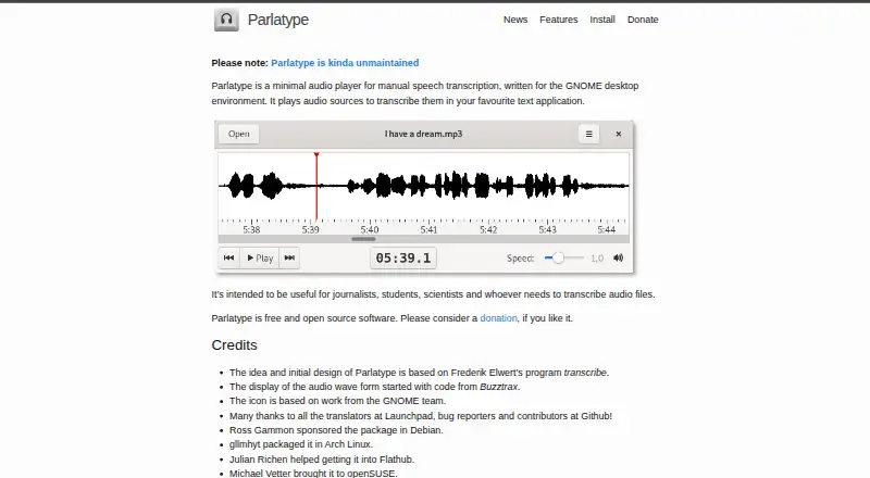 Parlatype screenshot