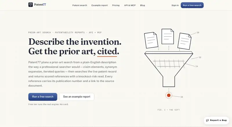 Patent77 screenshot