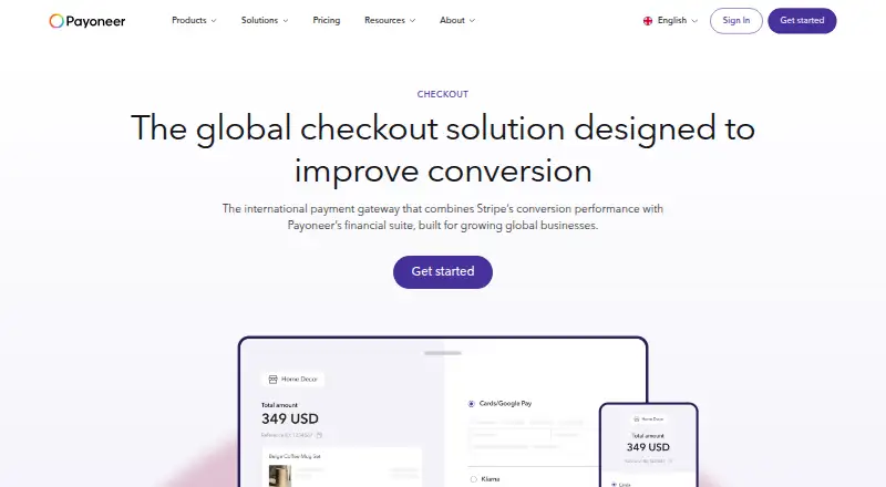 Payoneer Checkout screenshot