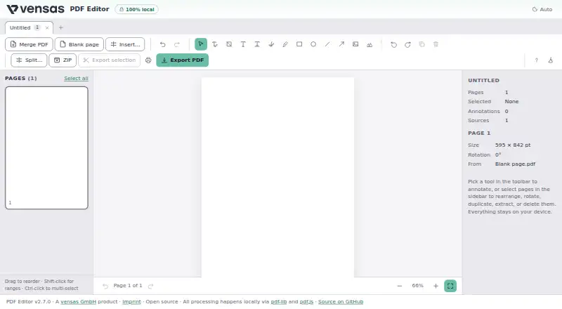 Vensas PDF Editor screenshot