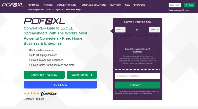 PDF2XL screenshot