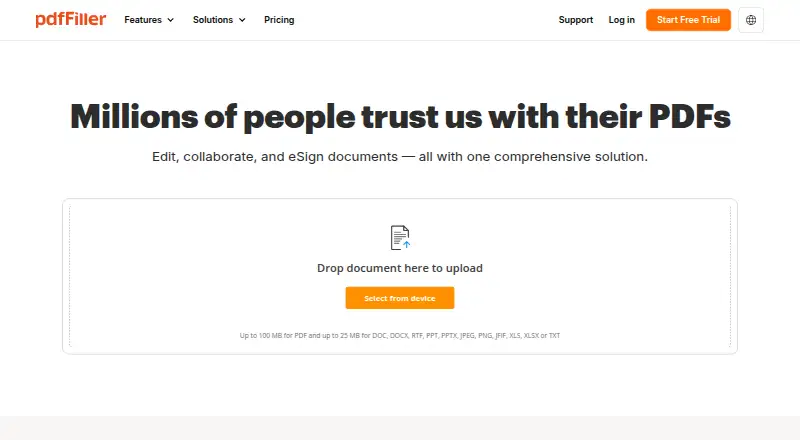 pdfFiller screenshot