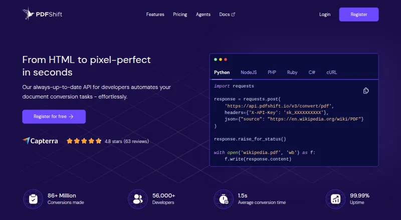 PDFShift screenshot