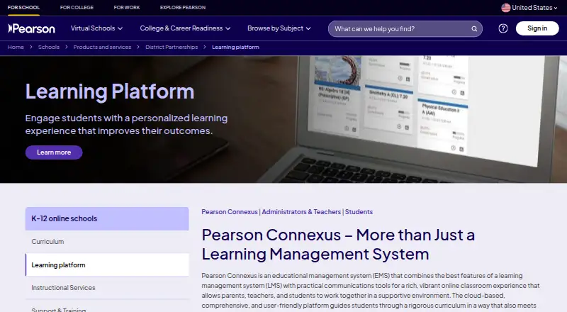 Pearson Connexus screenshot