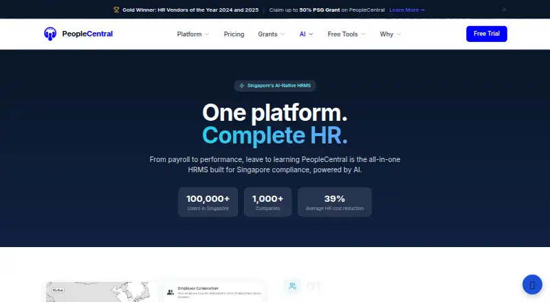 PeopleCentral HRMS screenshot