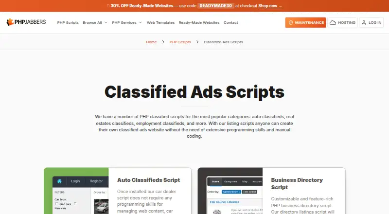 PHPJabbers Classified Ads Scripts screenshot
