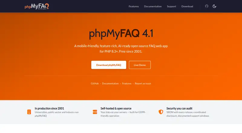phpMyFAQ screenshot