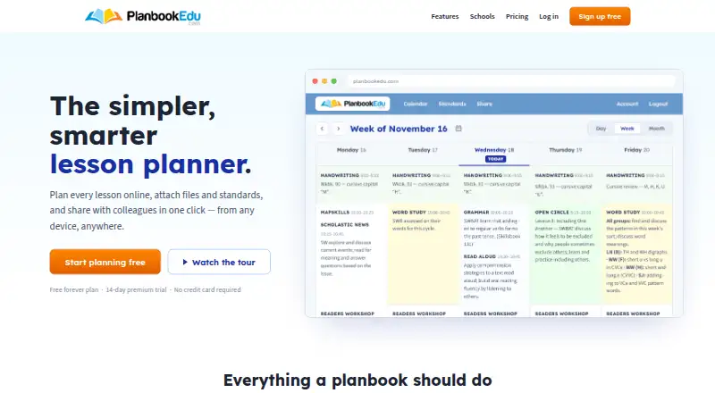 PlanbookEdu screenshot