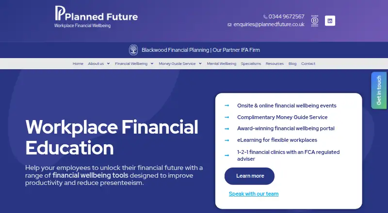 Planned Future Financial Wellbeing Platform screenshot