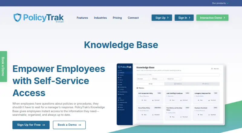 PolicyTrak Knowledge Base screenshot