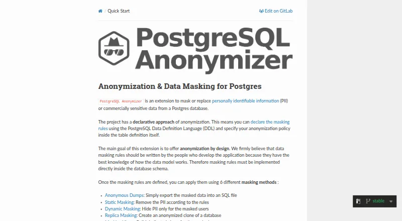 PostgreSQL Anonymizer screenshot