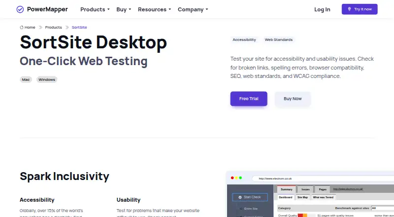 SortSite screenshot