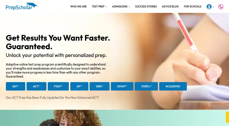 PrepScholar screenshot