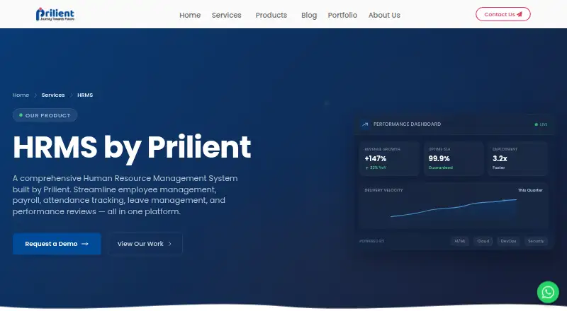 Prilient HRMS screenshot