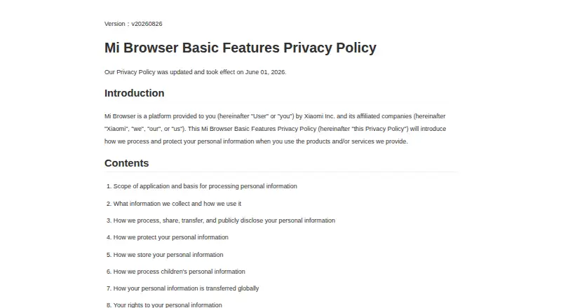 Mi Browser screenshot