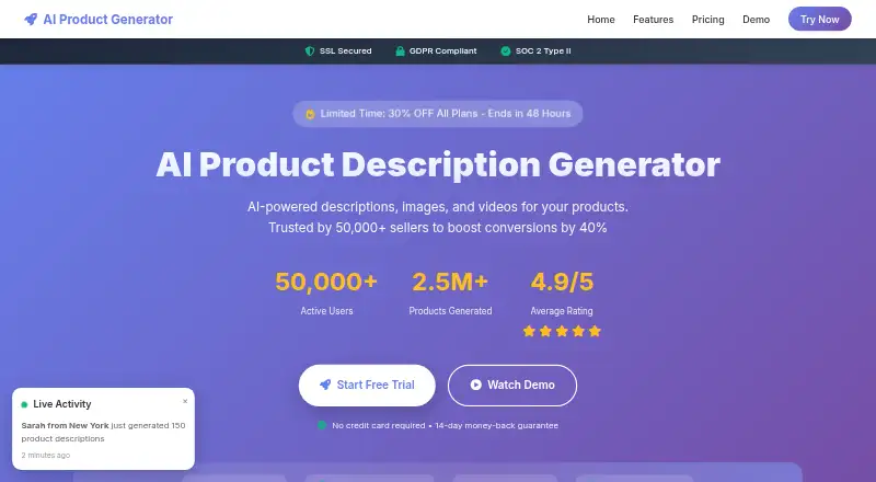 ProductDescriptions.io screenshot