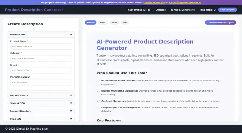 Product Descriptor screenshot
