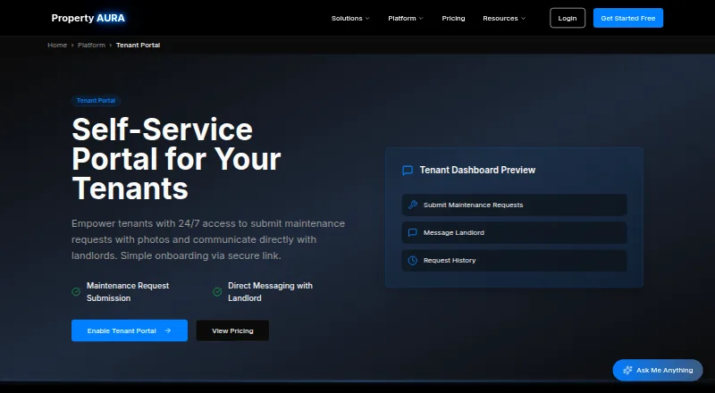 Property Aura Tenant Portal screenshot