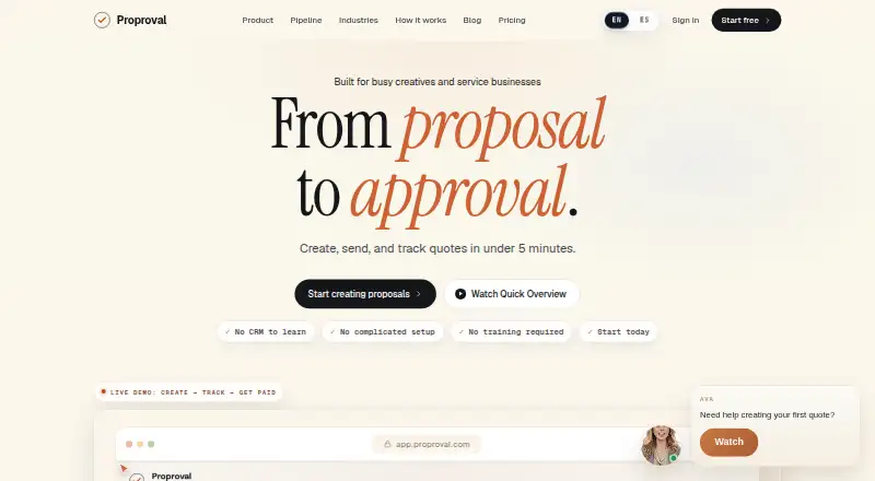 Proproval screenshot