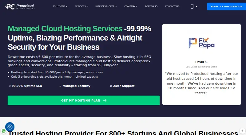 Protocloud Managed Cloud Hosting screenshot