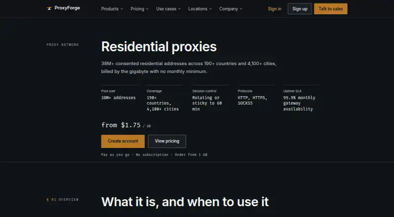 ProxyForge Residential Proxies screenshot