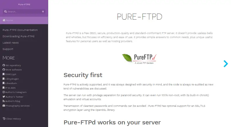 Pure-FTPd screenshot