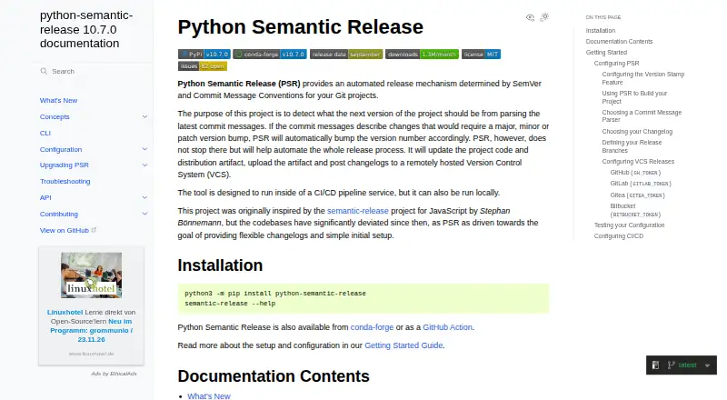 Python Semantic Release screenshot