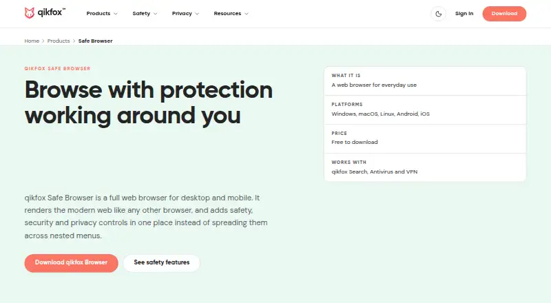 qikfox Safe Browser screenshot