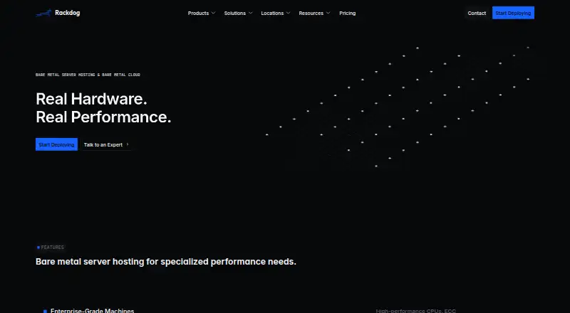 Rackdog Bare Metal Hosting screenshot