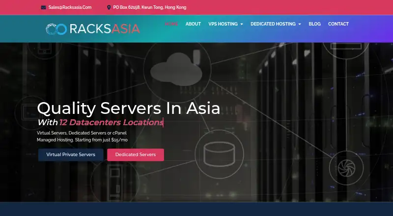 RacksAsia Dedicated Servers screenshot