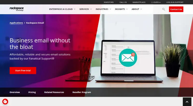 Rackspace Email screenshot