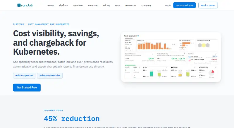 Randoli Cost Management for Kubernetes screenshot