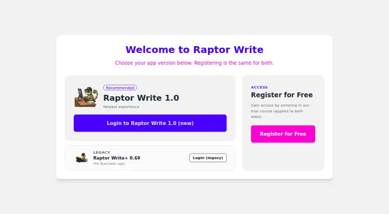 Raptor Write screenshot