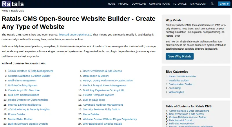 Ratals CMS screenshot