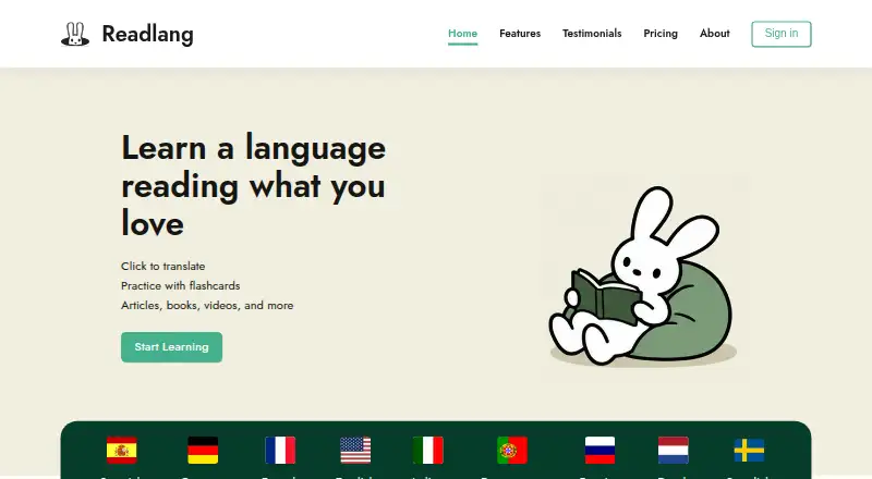 Readlang screenshot