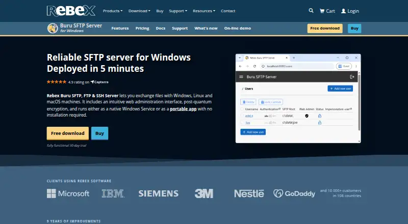 Rebex Buru SFTP Server screenshot
