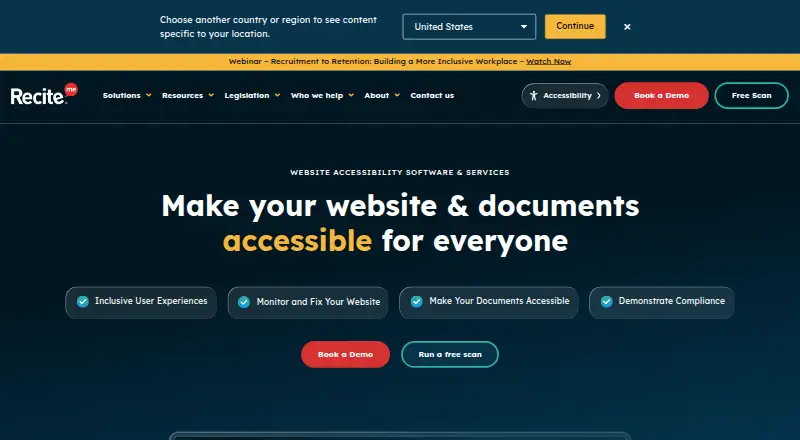 Recite Me Accessibility Checker screenshot