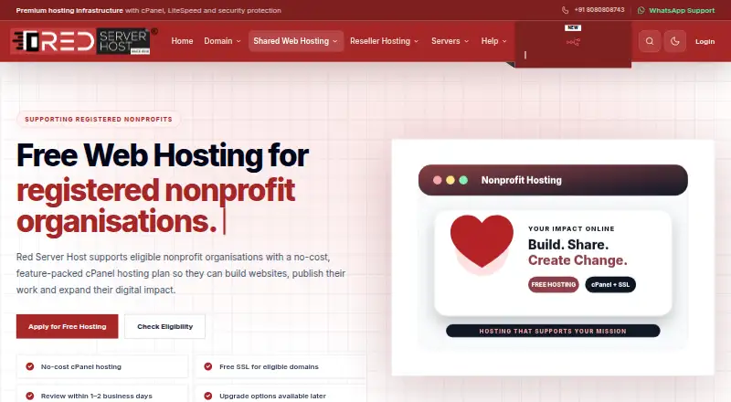 Red Server Host Nonprofit Hosting screenshot