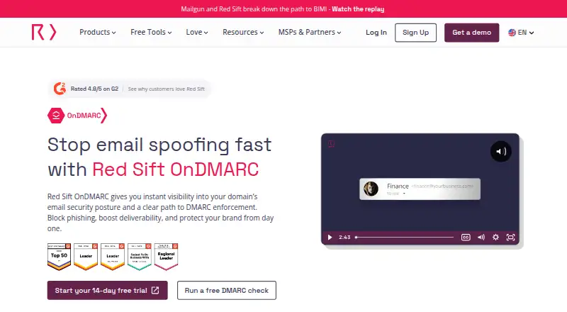Red Sift OnDMARC screenshot