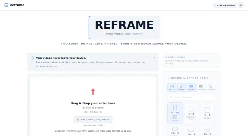 Reframe screenshot