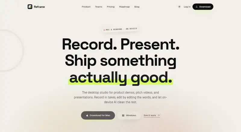 Reframe screenshot