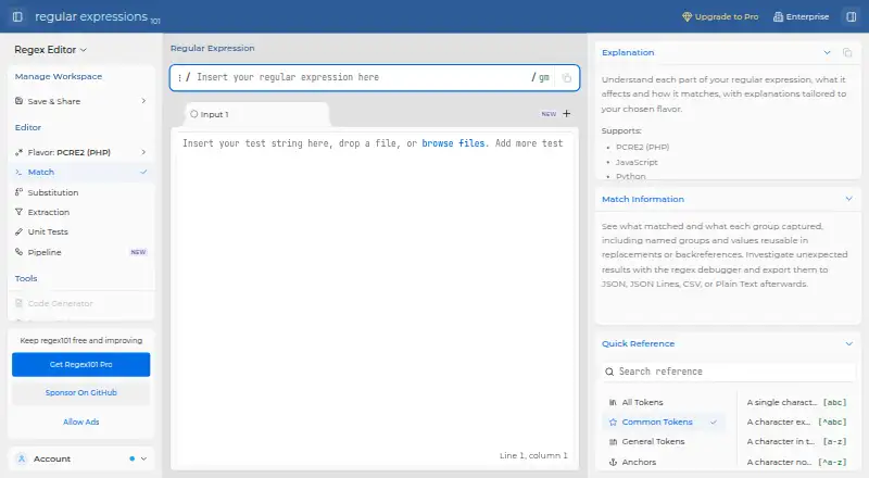 regex101 screenshot