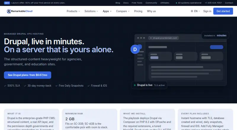 RemarkableCloud Managed Drupal VPS screenshot